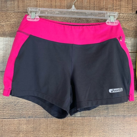 Asics 2 pair athletic performance workout shorts gray pink yellow Size XS - Picture 2 of 8